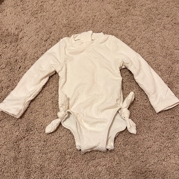 Baby Girl Sweet Detailed White Bathingsuit